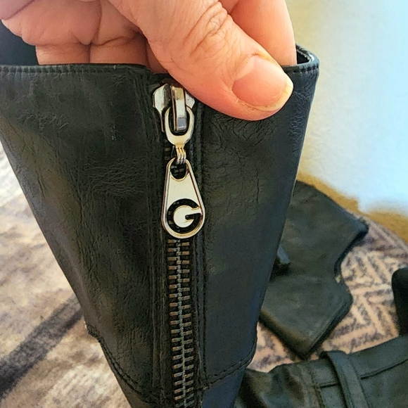 Guess Knee Height Black Leather Platform Boots - Picture 8 of 8